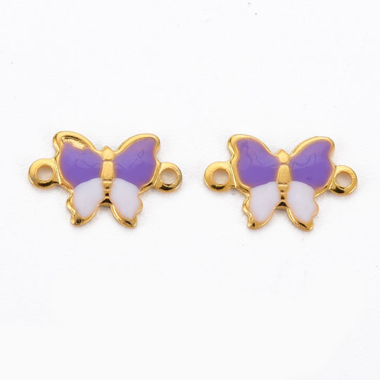 Stahl Verbindung Schmetterling Emaille Vergoldet 10x6.5mm 5Stück
