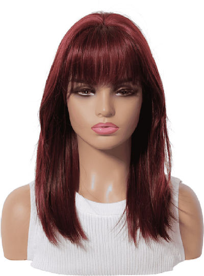 Wig with Synthetic Hair in Red Color 40cm