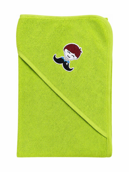 Baby Bath Towel Bathrobe Hooded Lime 75x75cm