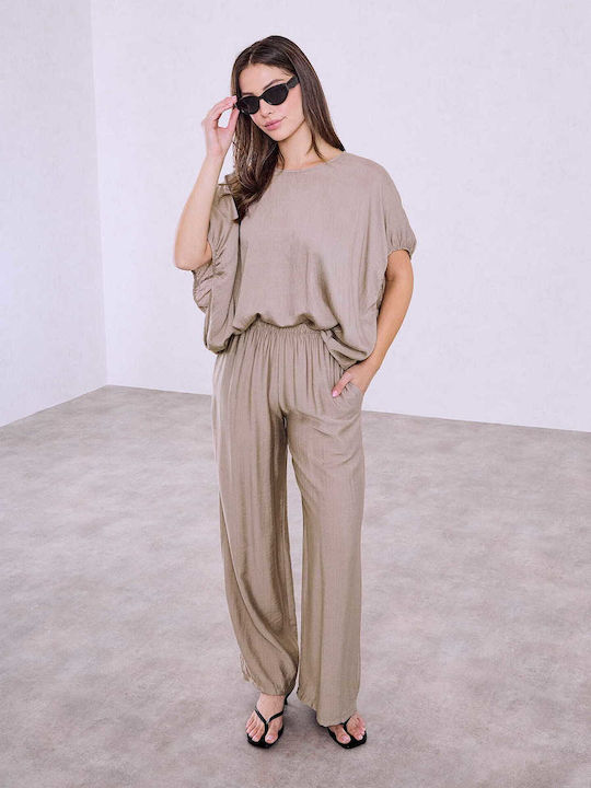 Celestino Damenhosen Viskose Loose Fit Braun Hell