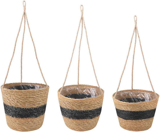 vidaXL Set of 3 Black Flower Pots