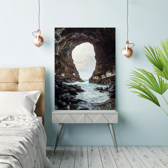 iLovePrints Sea Cave Rocky Shore Gemälde Mit LED-Beleuchtung 70x100