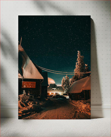 Painting Snowy Night Under Stars Snowy Night Under Stars 70x100