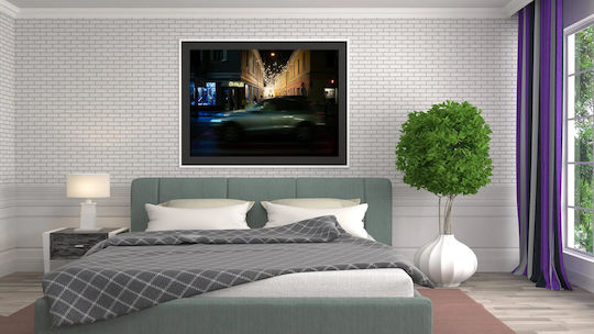 Painting Night Street Scene Lights Car Night Street Scene Lights Car 65x40