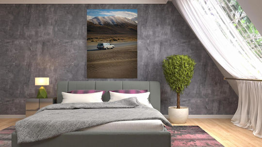 Painting Lonely Car In Mountainous Desert Lonely Car In The Mountainous Desert 40x65