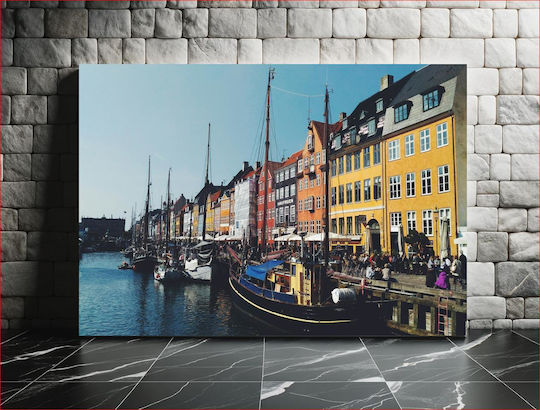 iLovePrints Gemälde Bunte Waterfront Gebäude 120x80