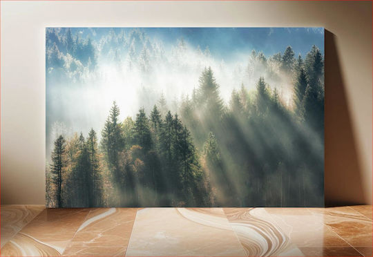 Gemälde Misty Forest Sunrise Misty Forest Sunrise 120x80
