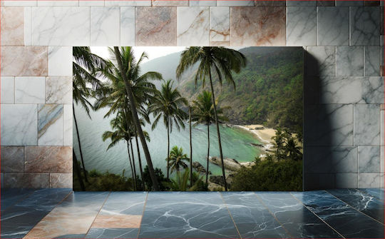 Πίνακας Tropical Beach Palm Trees Τροπική Παραλία Φοίνικες 170x115 Πίνακας Tropical Beach Palm Trees Τροπική Παραλία Φοίνικες 170x115