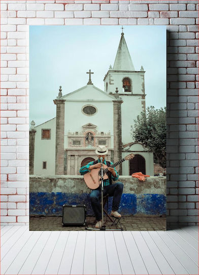 Painting Street Musician In Front Of Church Musician Of The Street In Front Of Church 100x150