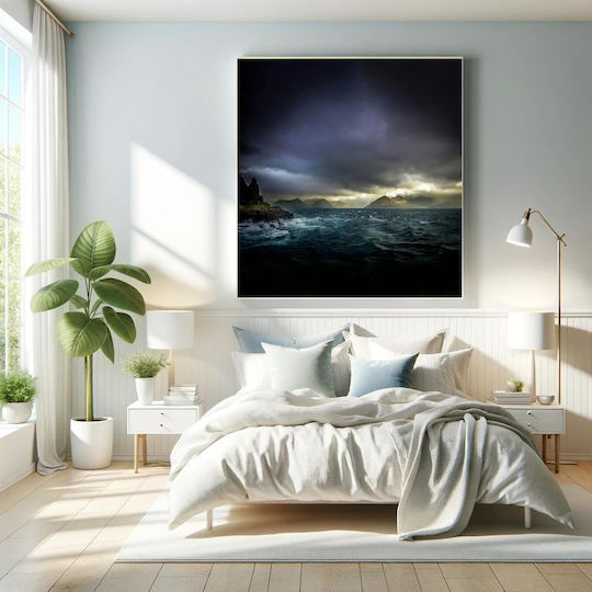 Πίνακας Stormy Sea Mountains Θυελλώδης Θάλασσα Βουνά 80x80