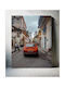 Painting Orange Car On A Vintage Street Orange Car On A Vintage Street 40x65