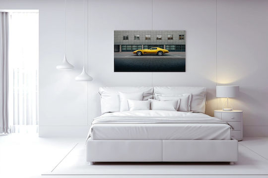 Painting Yellow Vintage Car In Urban Setting Yellow Vintage Car Urban Setting 65x40