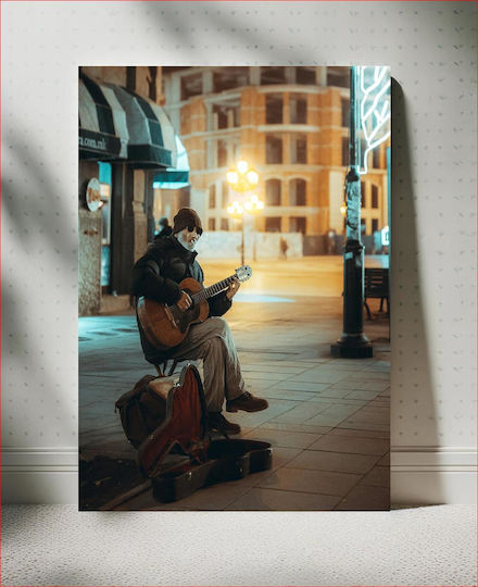 Painting Street Musician At Night Musician Of The Street At Night 100x150
