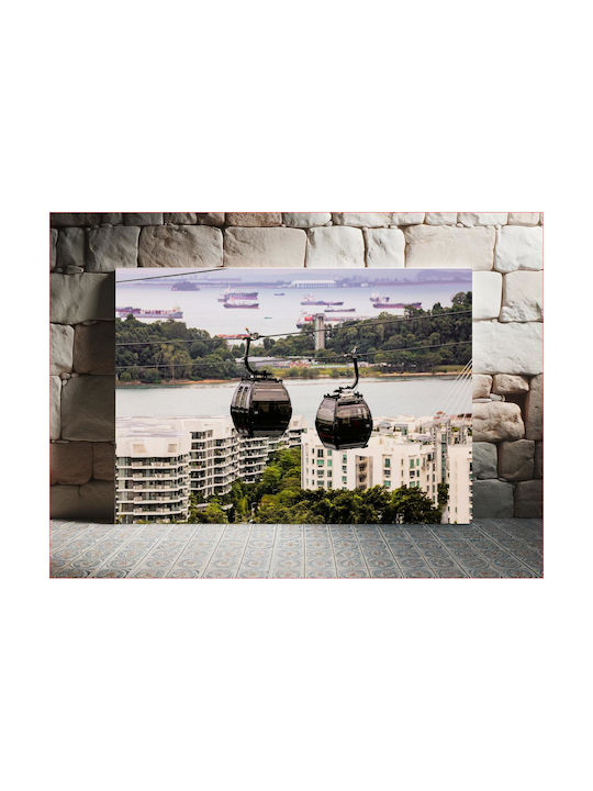 Панел Cable Cars Overlooking City Sea Телеферик Изглед Към Град Море 65x40
