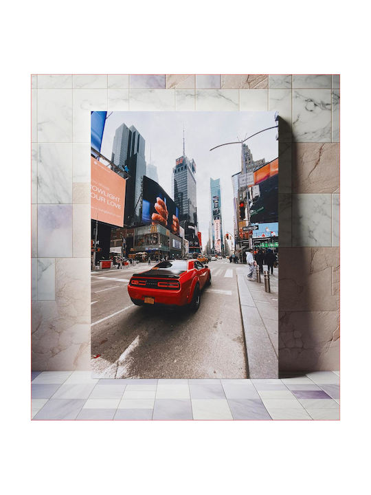 Панел Red Car В Градски Пейзаж Червена Колa В Градски Пейзаж 50x80