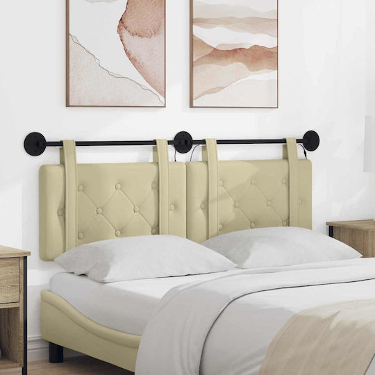 vidaXL Kopfstütze für Betten mit Leder Beigefarbene 150x55cm