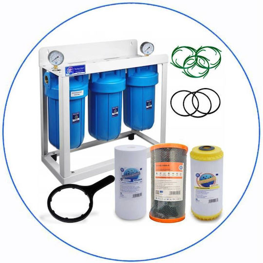 Aqua Filter Big Blue Water Filter System Triple Central Supply 1'' BBF322