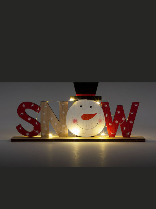 Weihnachtsfigur Weihnachtsmann mit Beleuchteter Schneemann Dekoration 24 cm Warme Beleuchtung