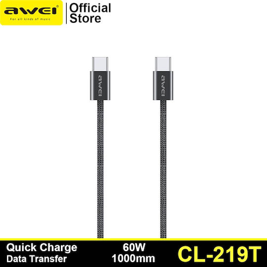 Awei USB 2.0 Cable USB-C Male - USB-C Blue 2m CL-193C