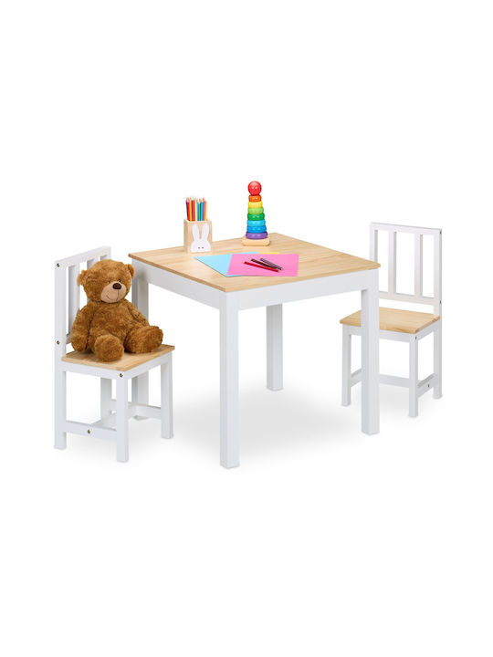 Relaxdays Kinder Tische Set mit Stühlen Weiß Relaxdays