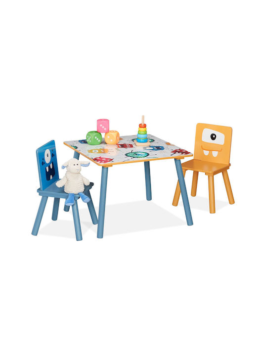 Relaxdays Kinder Tische Mit Mehrfarbigem Malerei Set Mit Stühlen Relaxdays