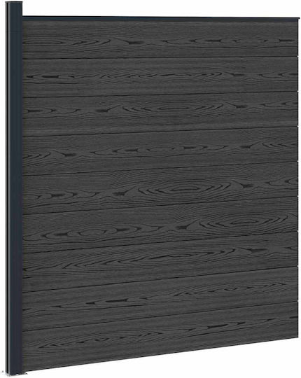 vidaXL Panou Gard Din WPC Negru 1.86x1.75m
