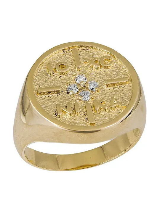 Inel Cavaler Cu Zircon Din Aur 9K