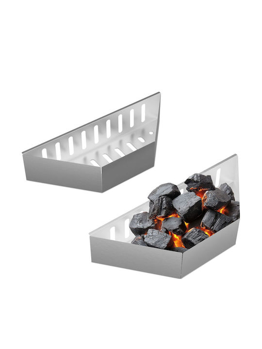 Relaxdays Grillwerkzeug-Set 2 Kohlekorb Direkt Indirektes Kochen