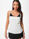 Women's Blouse with Lace Polka Dot White