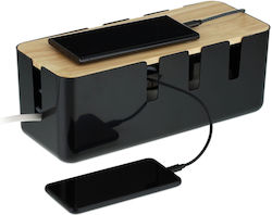 Relaxdays Kabelmanagement-Zubehör Kabelbox Holz...