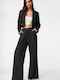 Women's Black Set with Striped Trousers