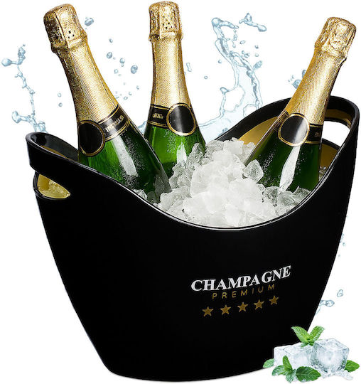 Relaxdays Champagners Simple Din Plastic Neagră 8lt Cu Dimensiuni 25.5x25.5x35cm