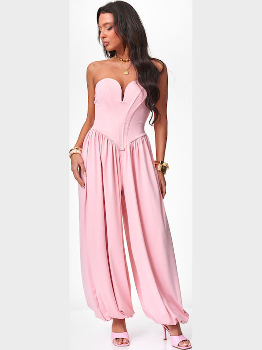 Decoro Γυναικεία Strapless Ολόσωμη Φόρμα Ροζ