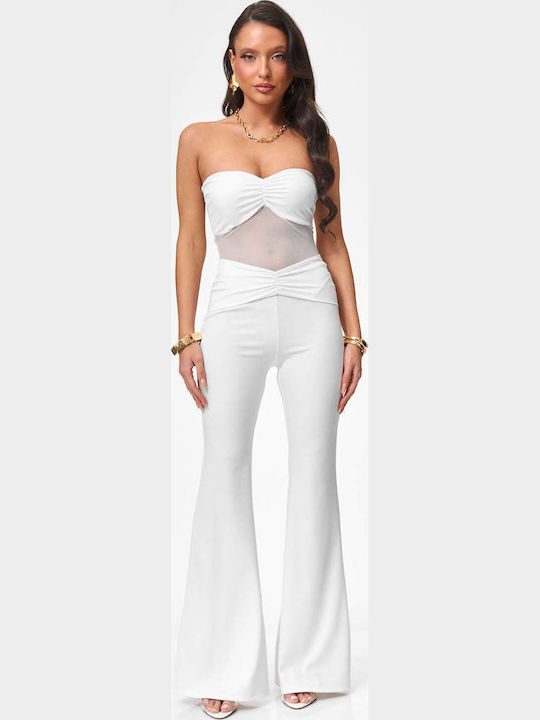 Γυναικεία Strapless Ολόσωμη Φόρμα Ασπρο