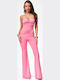 Women's Strapless Pink One-piece Jumpsuit