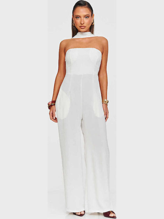 Γυναικεία Strapless Ολόσωμη Φόρμα Ασπρο