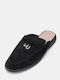 Suede Mules με Τακούνι σε Μαύρο Χρώμα