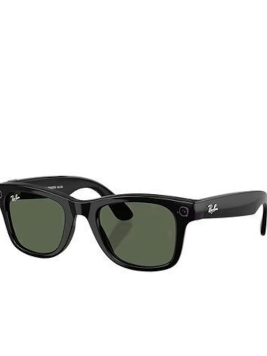 Ray Ban Wayfarer Gen2 with AI Unisex Sunglasses with Black Horn-Rimmed Frame and Green Lens RB4012 601/71