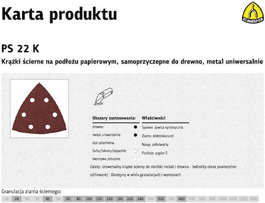 Klingspor Φύλλο Λείανσης Δέλτα K60 96x96mm Σετ 50τμχ