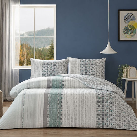 Tac Duvet Cover Set 200x220cm Double With 2 Pillowcases & 1 Bed Sheet Gray
