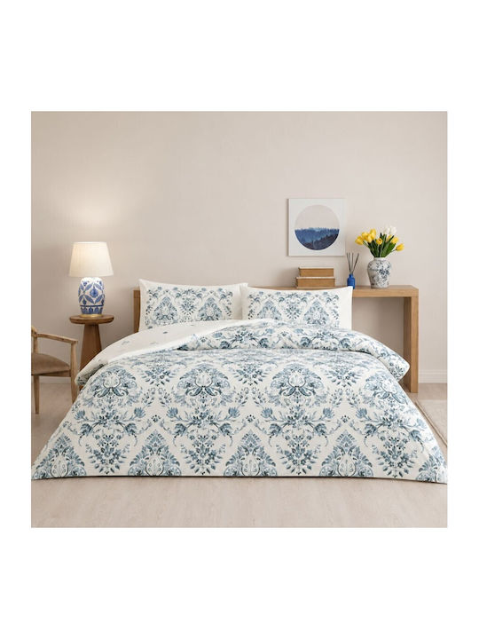 Tac Set Huse Pentru Pilote 200x220cm Dublu Cu 2 Fețe De Pernă & 1 Cearceaf Albastru