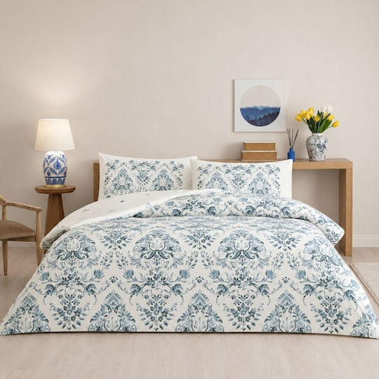 Tac Σετ Παπλωματοθήκη 200x220cm Διπλή με 2 Μαξιλαροθήκες & 1 Σεντόνι Blue