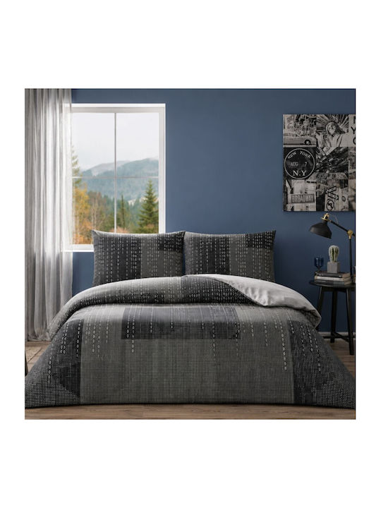 Tac Set Huse Pentru Pilote 100% Bumbac 200x220cm Dublă Cu 2 Fețe De Pernă Și 1 Cearceaf Neagră