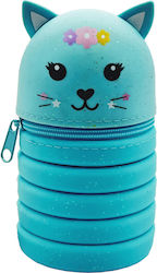 Must Team Cat Pencil Case Made of Blue Silicone