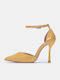 Heels Patent Leather with Strap Yellow