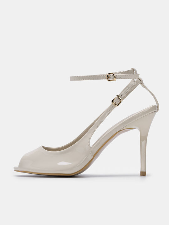Decoro Peep Toe Γόβες με Λουράκι Μπεζ