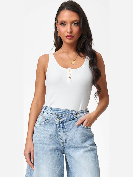 Decoro Damen-Bodysuit Rip Weiß