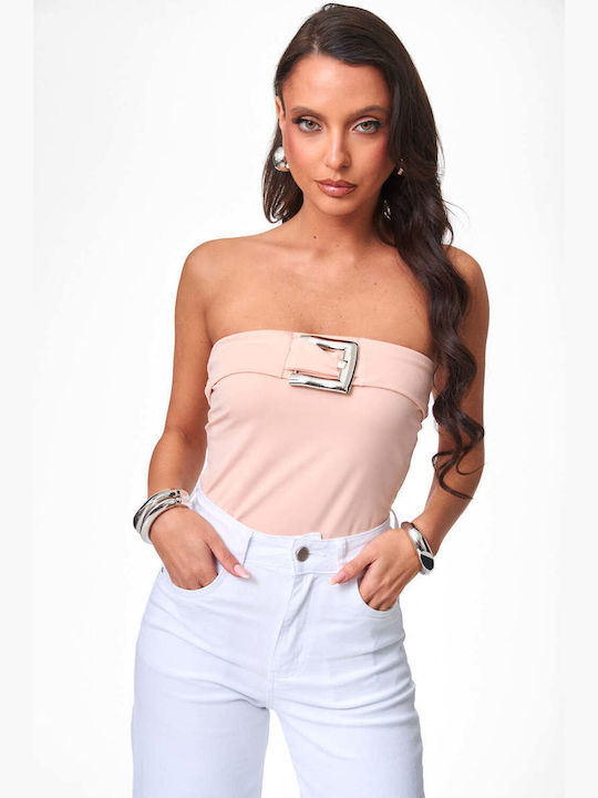 Strapless Bodysuit with Hooks Pink Soft
