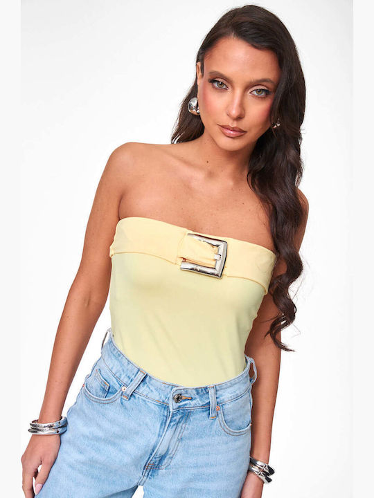 Strapless Bodysuit with Hooks Yellow