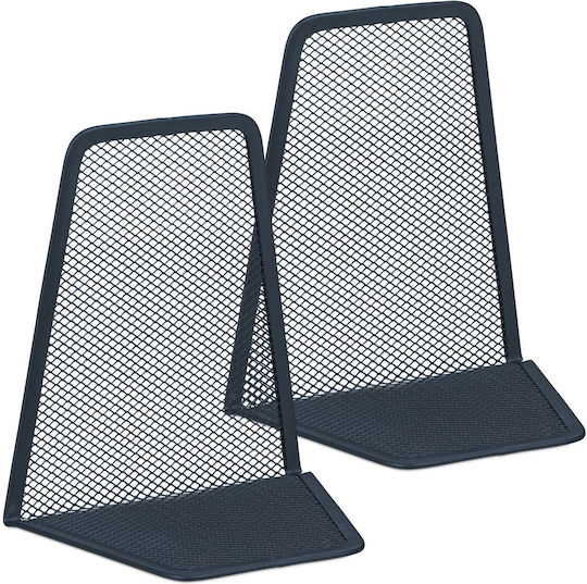 Bookends Set 2 Relaxdays Metal Anthracite 14x12.5x9cm